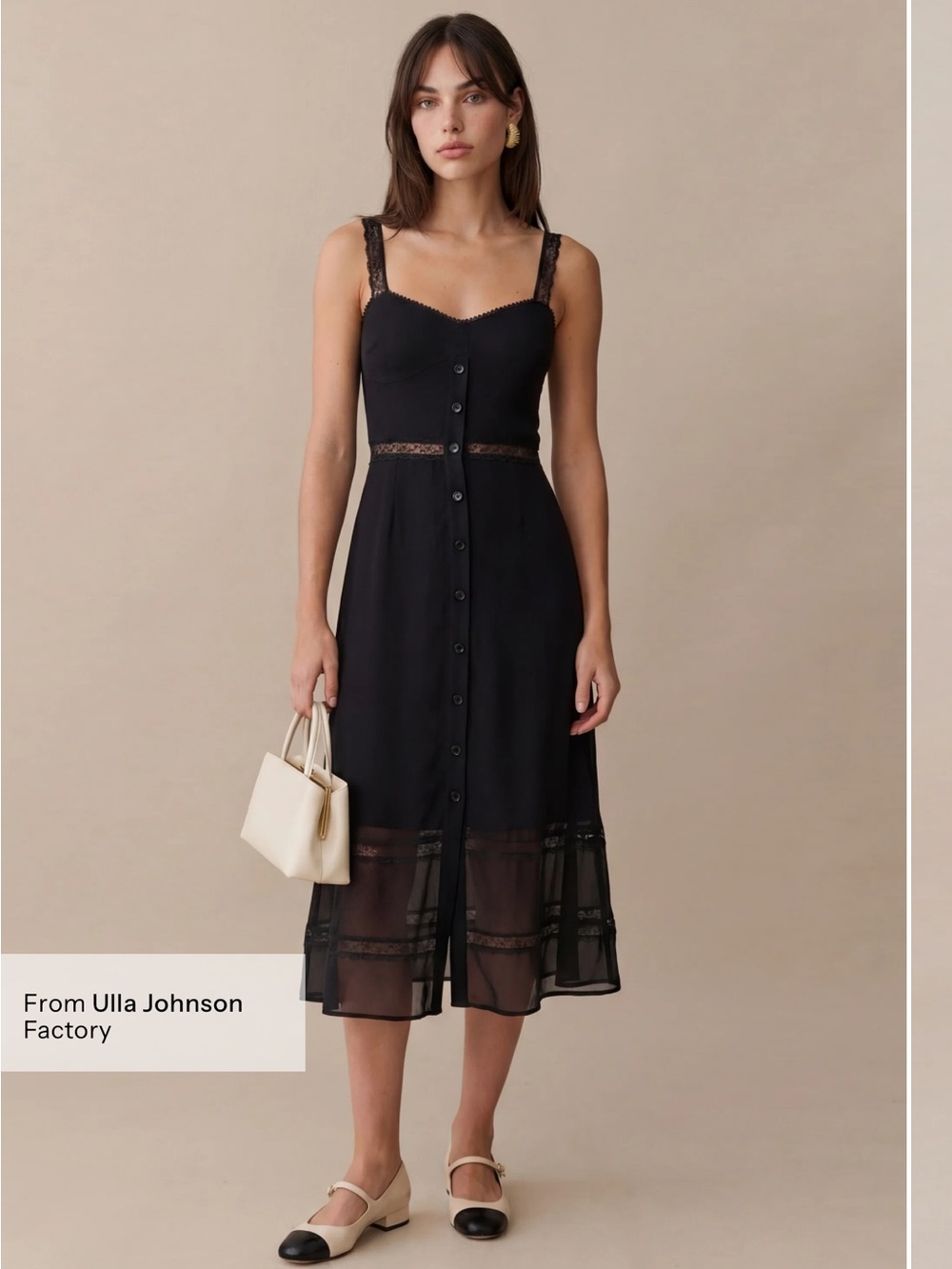 NWT o.p.t Katelina Dress size 0 Black Few Moda lace midi button up
